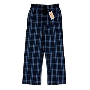 Pennant Pajama Pants Mens Small Blue Plaid Flannel Drawstring Sleepwear Lounge